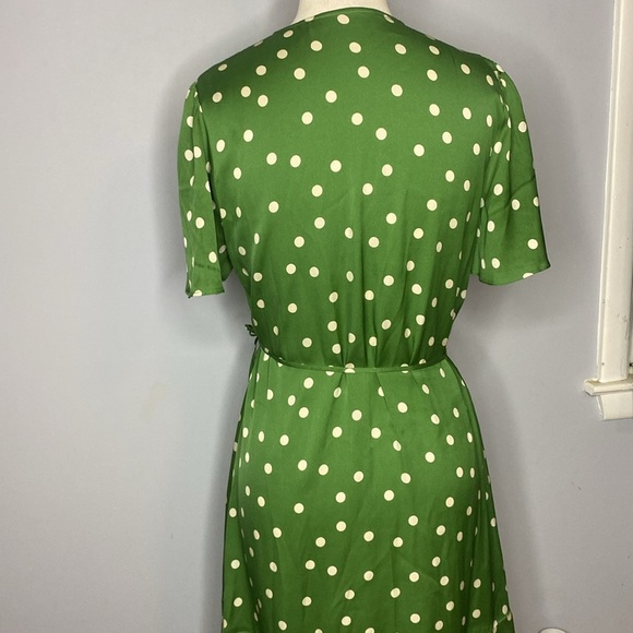 19 MOMME MULBERRY SILK POLKA DOTS PRINT RUFFLE WOMEN MINI DRESS BY GOELLA SZ8/10 - Picture 11 of 16